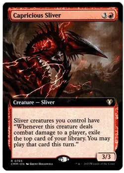 1x - Capricious Sliver - (extended art) - Commander Masters - NM MTG - Image 1
