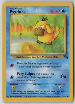 Psyduck 53/62 Pokemon Fossil Common Heavily Played - Image 1