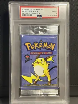 Pokemon TCG Base Set 2 Raichu Art Long Booster Pack PSA 9 RARE POP 14!!! - Image 1
