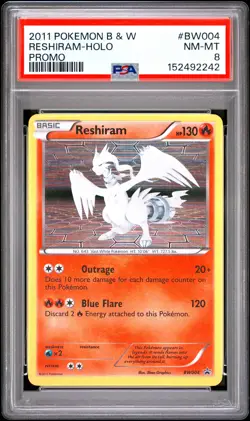 2011 POKEMON BLACK & WHITE PROMO #BW004 RESHIRAM-HOLO PSA 8 - Image 1