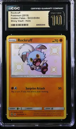 Rockruff Sv23/sv94 Hidden Fates Pokemon CGC 10 Pristine Better than PSA 10 - Image 1