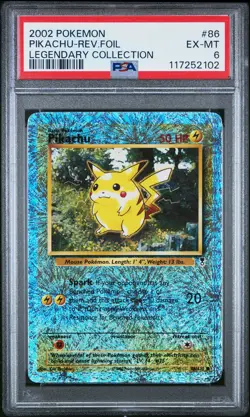 2002 POKEMON LEGENDARY COLLECTION #86 PIKACHU-REVERSE FOIL PSA 6 - Image 1