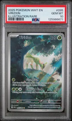 PSA 10 Pokemon Virizion 095/086 Sv: White Flare Illustration Rare Holo - Image 1