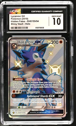 Pokemon CGC 10 Gem Mint Hidden Fates Shiny Vault Full Art Lycanroc GX SV67/SV94 - Image 1