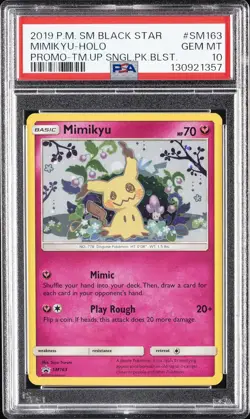 2019 POKEMON SM BLACK STAR PROMO #SM163 MIMIKYU-HOLO PSA 10 - Image 1