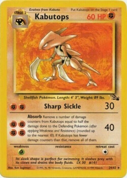 Pokemon TCG - Kabutops - 24/62 - Rare Unlimited Fossil Unlimited [Moderate Play] - Image 1
