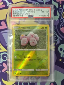 Pokemon TCG Sun & Moon Forbidden Light Reverse Holo Exeggcute 1/131 PSA 8 POP 2 - Image 1