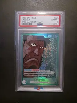 One Piece Card Game TCG OP02-025 Kin'emon Alt Art Leader PSA 10 - Image 1