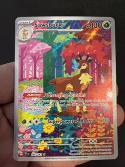 Pokemon TCG Sawsbuck Temporal Forces Illustration Card 166/162 - Image 1