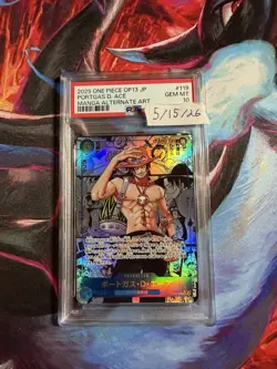 PSA 10 Ace OP13-119 Manga Alt Art Carrying on His Will ONE PIECE Card Japanese - Image 1