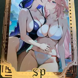 Goddess Story Gold METAL Card - Maiden Party - Serial Number #/100! Raiden Miko - Image 2