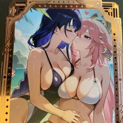 Goddess Story Gold METAL Card - Maiden Party - Serial Number #/100! Raiden Miko - Image 3