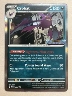 Pokemon Card - Crobat - Prerelease Stamped Holo Promo (MEP076) Chaos Rising NM - Image 1
