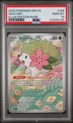 2025 POKEMON DRI EN-DESTINED RIVALS #185 SHAYMIN ILLUSTRATION RARE PSA 10 - Image 1