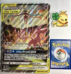 JUMBO Espeon & Deoxys GX Tag Team Black Star Promo SM240 Pokemon Oversized - Image 1