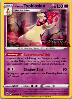 Hisuian Typhlosion 052/189 Pre Release Stamped Astral Radiance Pokemon TCG NM - Image 1