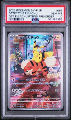 2023 POKEMON JAPANESE SV-P PROMO #098 DETECTIVE PIKACHU PSA 10 - Image 1
