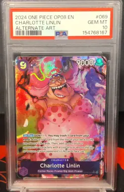 ONE PIECE Card Charlotte LinLin SR Alt Art #069 Two Legends OP08 PSA GEM MINT 10 - Image 1