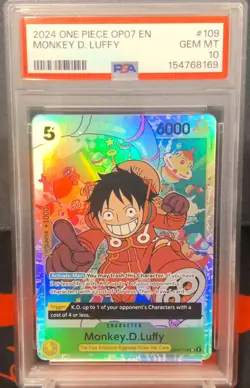 ONE PIECE Monkey D. Luffy SR #109 500 Years in the Future OP07 PSA GEM MINT 10 - Image 1