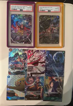 Bandai One Piece Card Game 7-Card Foil Lot PSA 10 Kid EB04-039 & Sabo OP07-118 - Image 1
