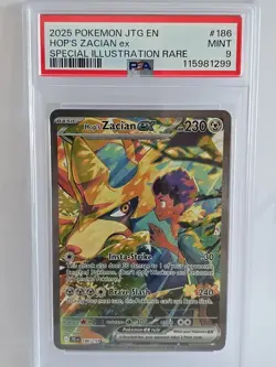 2025 POKEMON JTG SPECIAL ILLUSTRATION RARE #186 HOP'S ZACIAN EX PSA 9 - Image 1