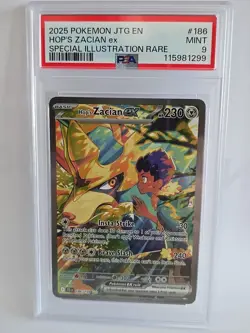 2025 POKEMON JTG SPECIAL ILLUSTRATION RARE #186 HOP'S ZACIAN EX PSA 9 - Image 2