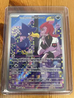 Team Rocket’s Murkrow 200/182 IR Paradox Rift Pokemon Card Full Art - Image 1