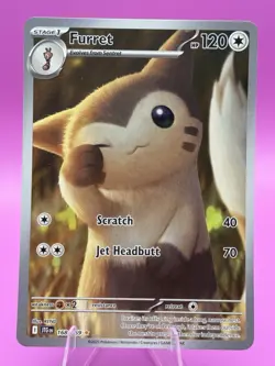 Pokemon TCG Furret Illustration Rare Card 168/159 Sv09: Journey Together NM - Image 1
