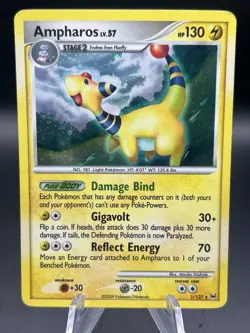 2009 Pokemon, Platinum, #1/127 Ampharos Lv. 57, Holo Rare - Image 1