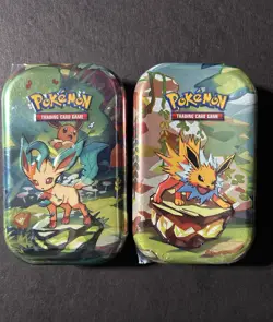 2025 Pokemon Prismatic Evolutions | Leafeon & Jolteon Mini Tins | Sealed - Image 1
