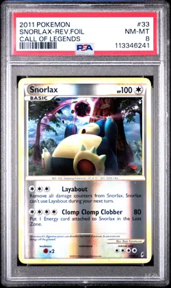 2011 POKEMON CALL OF LEGENDS SNORLAX #33 REVERSE PSA 8 NM #113346241 - Image 1