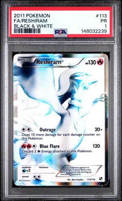 2011 POKEMON BLACK & WHITE #113 FULL ART/RESHIRAM PSA 1 - Image 1