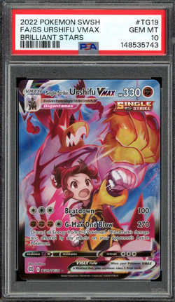 PSA 10 Gem Mint Single Strike Urshifu VMAX Brilliant Stars TG19/TG30 Pokemon - Image 1