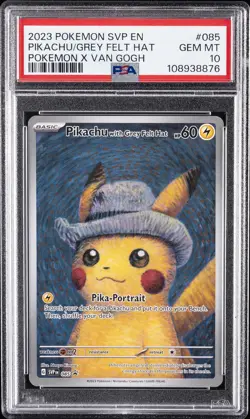 2023 POKEMON SVP EN-SV BLACK STAR PROMO #085 PIKACHU WITH GREY FELT HAT PSA 10 - Image 1