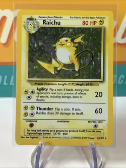 Raichu #14 Holo Rare Pokemon TCG 1999 Base Set Unlimited MP Moderately Played - Image 3