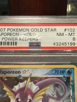 2007 POKEMON EX POWER KEEPERS GOLD STAR #102 VAPOREON-HOLO PSA 8 - Image 3