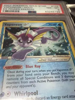2007 POKEMON EX POWER KEEPERS GOLD STAR #102 VAPOREON-HOLO PSA 8 - Image 4