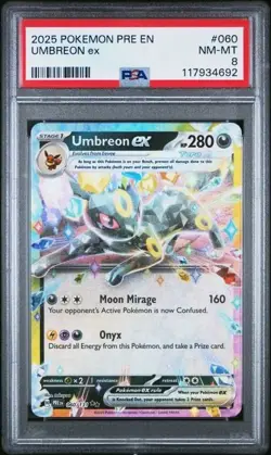 2025 POKEMON PRE EN-PRISMATIC EVOLUTIONS #060 UMBREON EX PSA 8 - Image 1