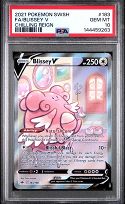 2021 POKEMON SWORD & SHIELD CHILLING REIGN #183 FULL ART/BLISSEY V PSA 10 - Image 1