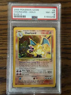 PSA 8 2000 Pokemon Charizard 4/130 Base Set 2 Holo Rare Pokemon TCG English - Image 1