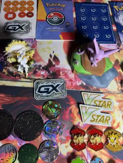 Pokemon Accessories Huge Lot Pins Coins Figures Vintage Counters Stickers Etc. - Image 4