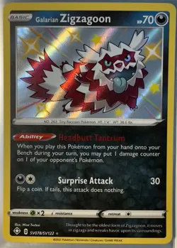 Pokemon Galarian Zigzagoon Shining Fates Shining Vault SV078/SV122 (NM) - Image 1