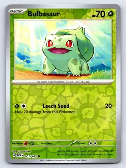Bulbasaur 001/165 Common 151 Pokemon Reverse Holo Near Mint - Image 1