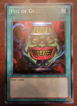 Yugioh Pot Of Greed LCYW-EN059 1st Ed Secret Rare MINT/Near Mint - Image 1