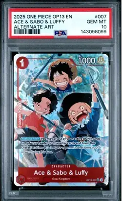 PSA 10 2025 One Piece Op13-Carrying On His Will #007 Ace & Sabo & Luffy GEM MT - Image 1
