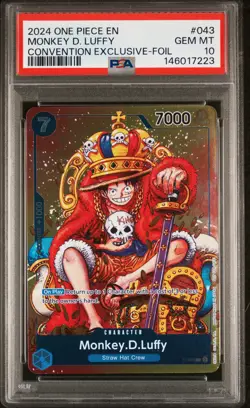 2024 ONE PIECE PROMOS CONVENTION EXCLUSIVE-FOIL #043 MONKEY D. LUFFY PSA 10 - Image 1