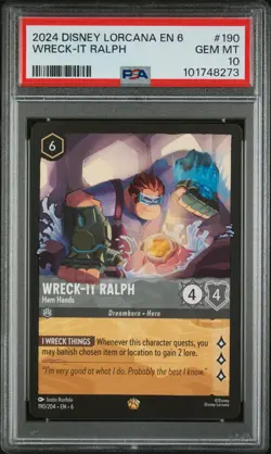 2024 DISNEY LORCANA EN 6-AZURITE SEA #190 WRECK-IT RALPH - HAM HANDS PSA 10 - Image 1