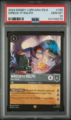 2024 DISNEY LORCANA EN 6-AZURITE SEA #190 WRECK-IT RALPH - HAM HANDS PSA 10 - Image 1