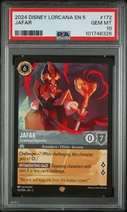 2024 DISNEY LORCANA EN 5-SHIMMERING SKIES JAFAR - TYRANNICAL HYPNOTIST PSA 10 - Image 1