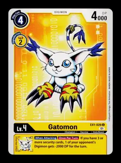 Gatomon EX1-026 Yellow Digimon Card CCG Trading Card - Image 1